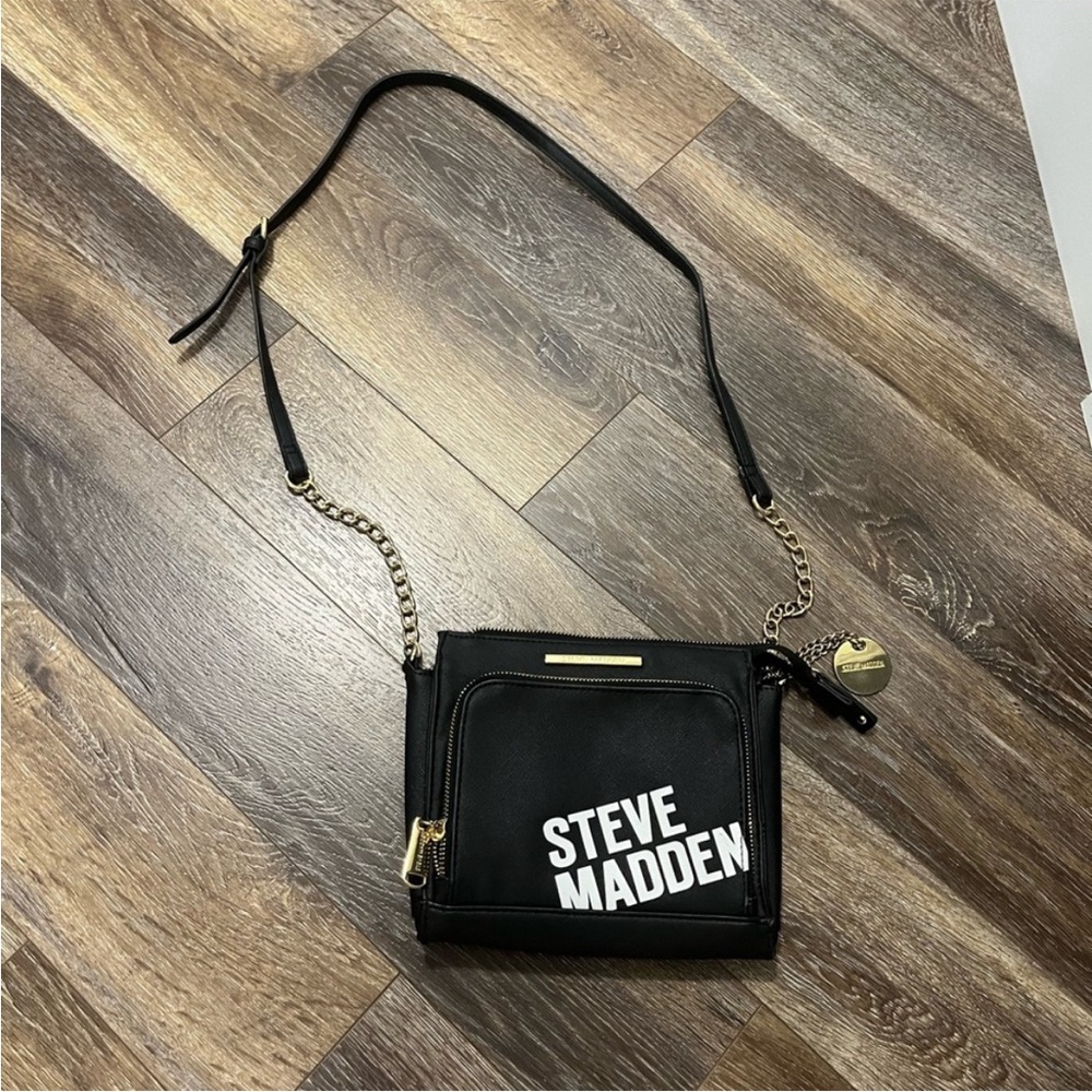 Steve Madden Black Crossbody with Gold Accents